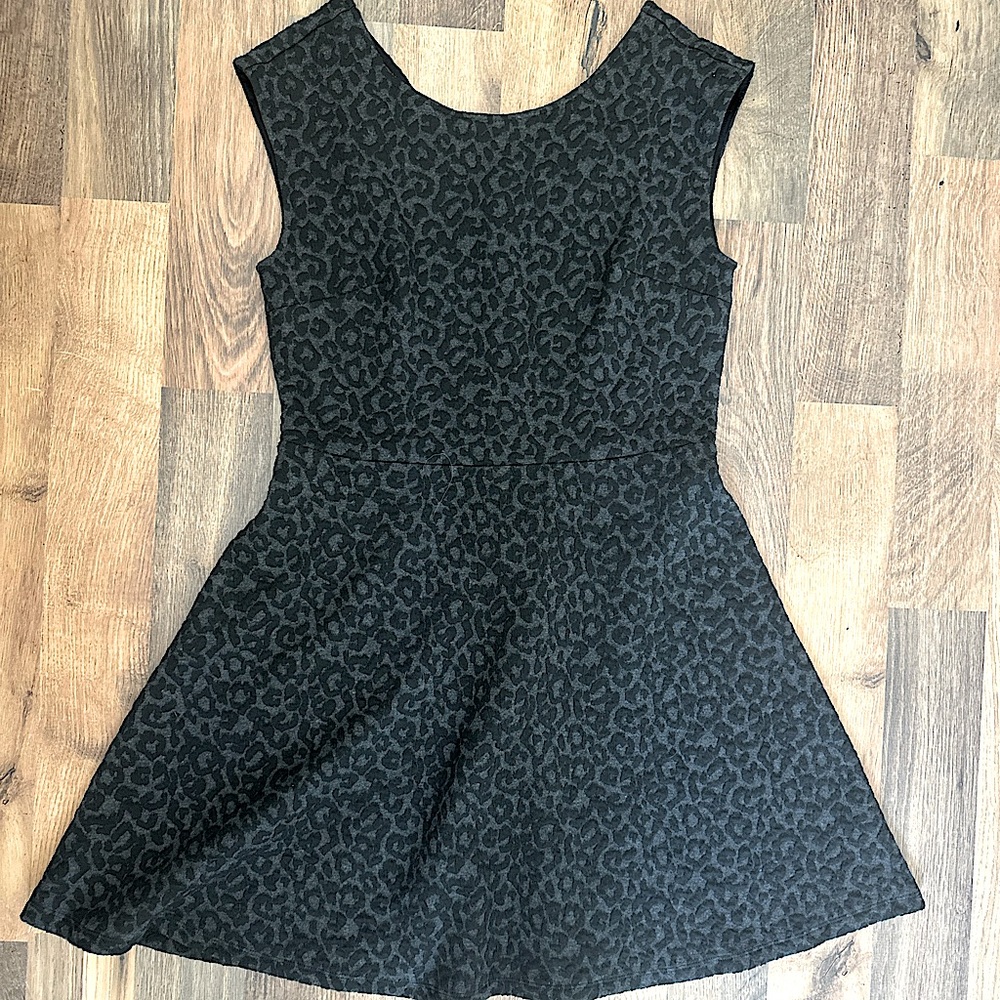 LOFT black leopard fit and flare dress Work Dress Teacher style Teacher dress